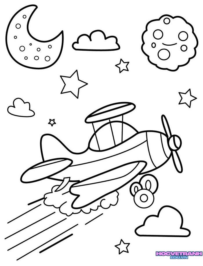 tranh tô màu máy bay mầm non
