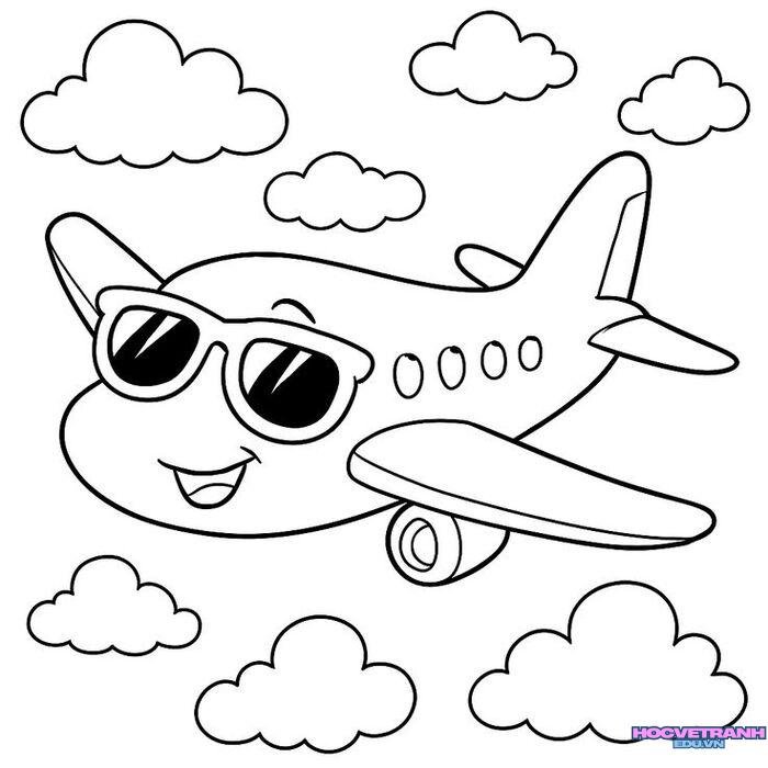 tranh tô màu máy bay miễn phí