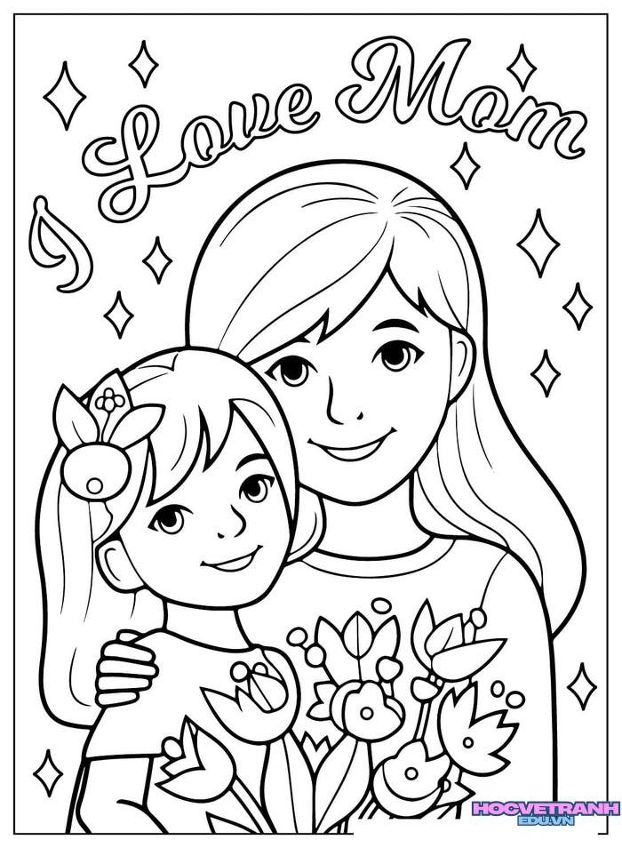 tranh tô màu mẹ mầm non
