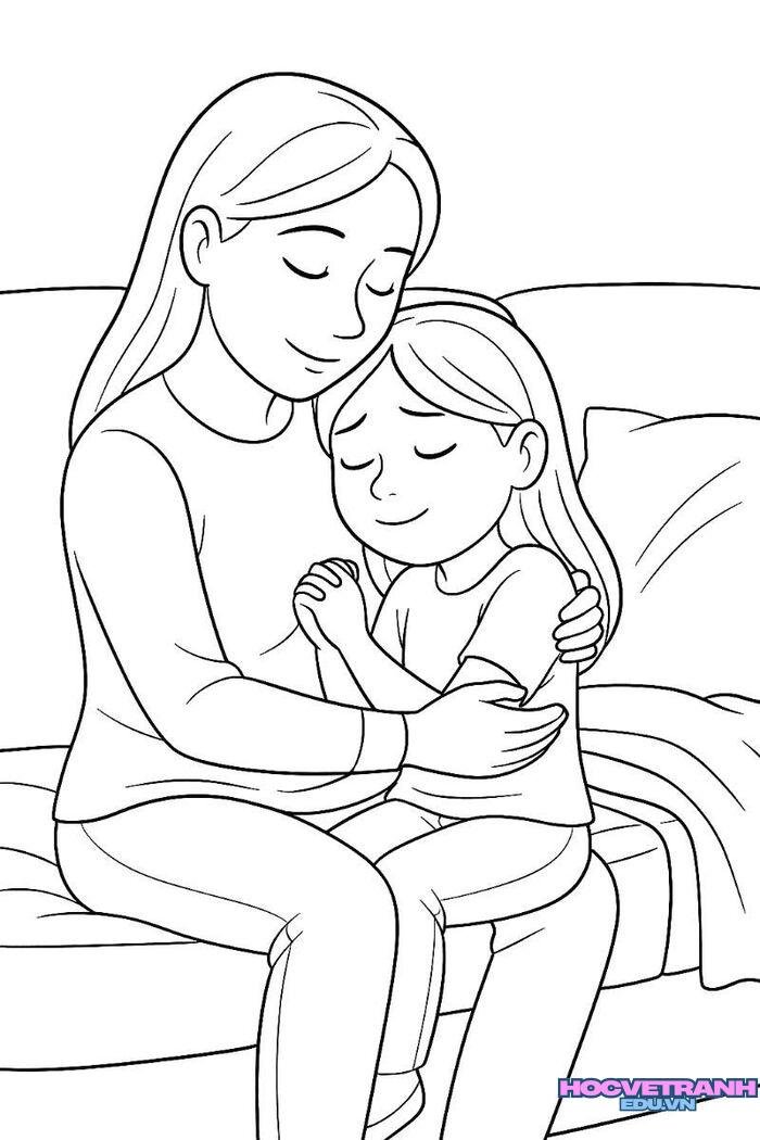 tranh tô màu mẹ nền trắng