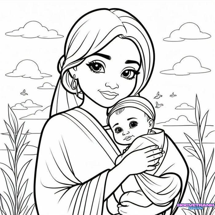 tranh tô màu mẹ tình cảm