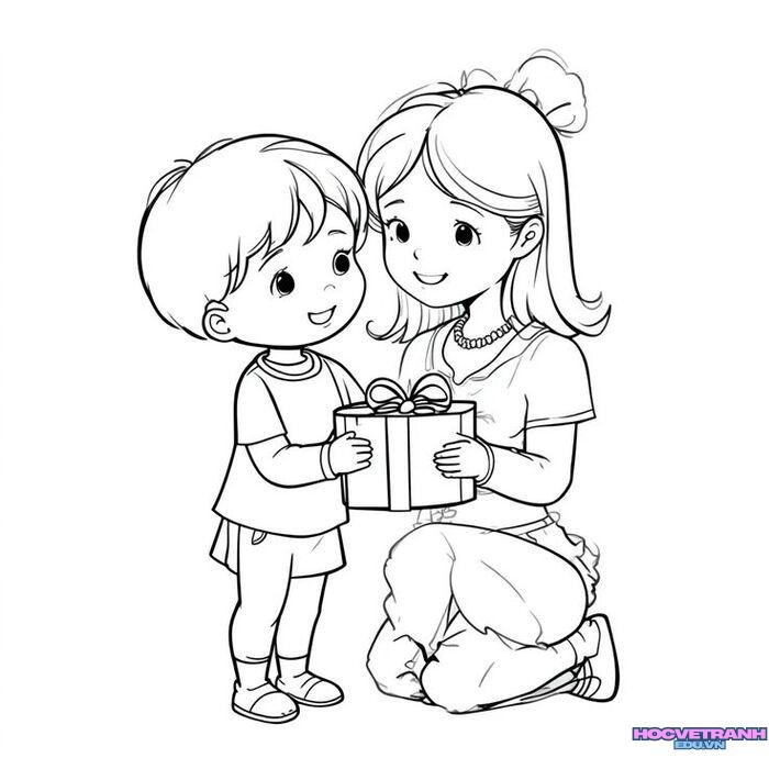 tranh tô màu mẹ trong gia đình