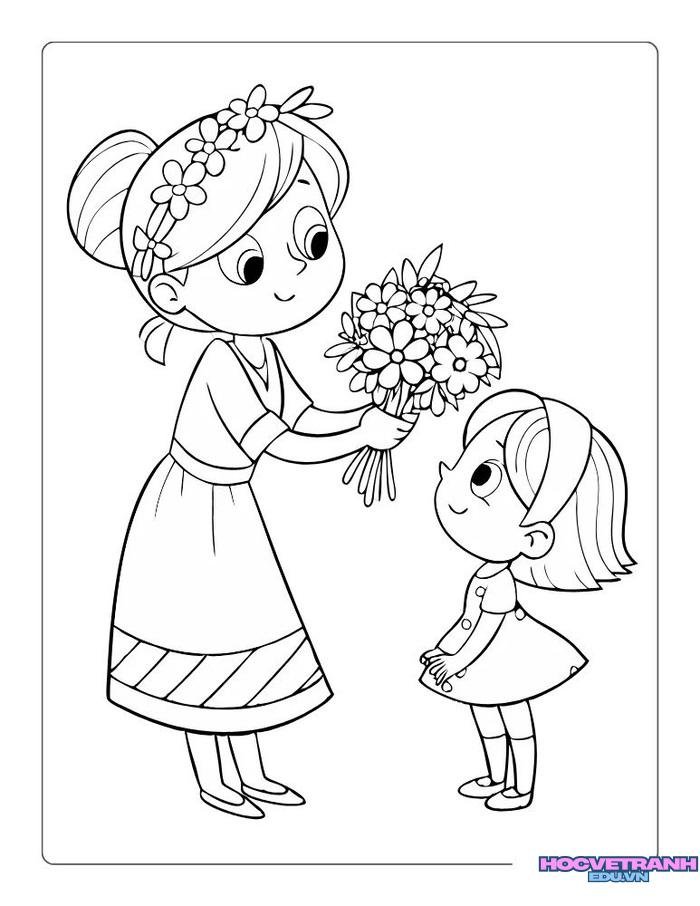 tranh tô màu mẹ và bé