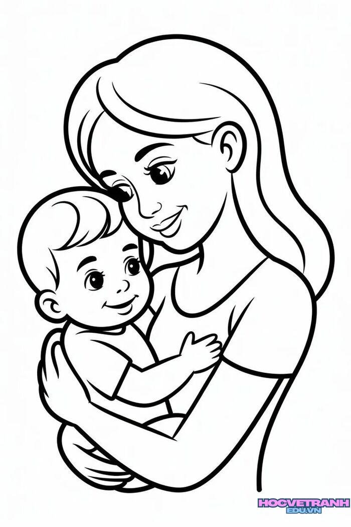 tranh tô màu mẹ yêu thương