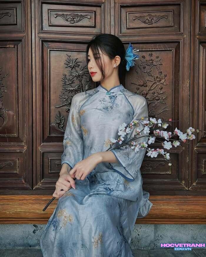 gái xinh mặc áo dài nền nã