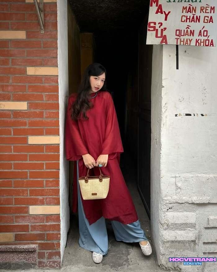 gái xinh mặc áo dài phong cách xinh xắn