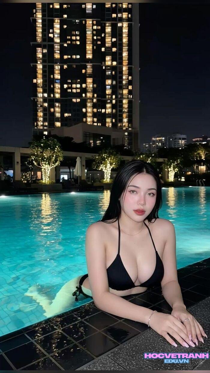 Gái xinh vú bự bể bơi