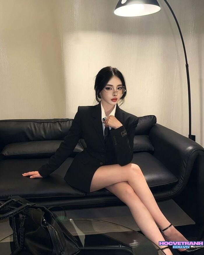 ảnh gái xinh công sở đẹp phong cách tối giản