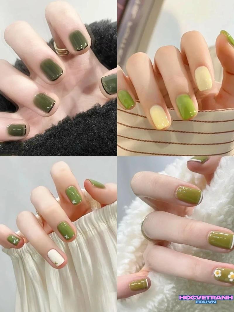 Album ảnh nail màu xanh bơ thu hút