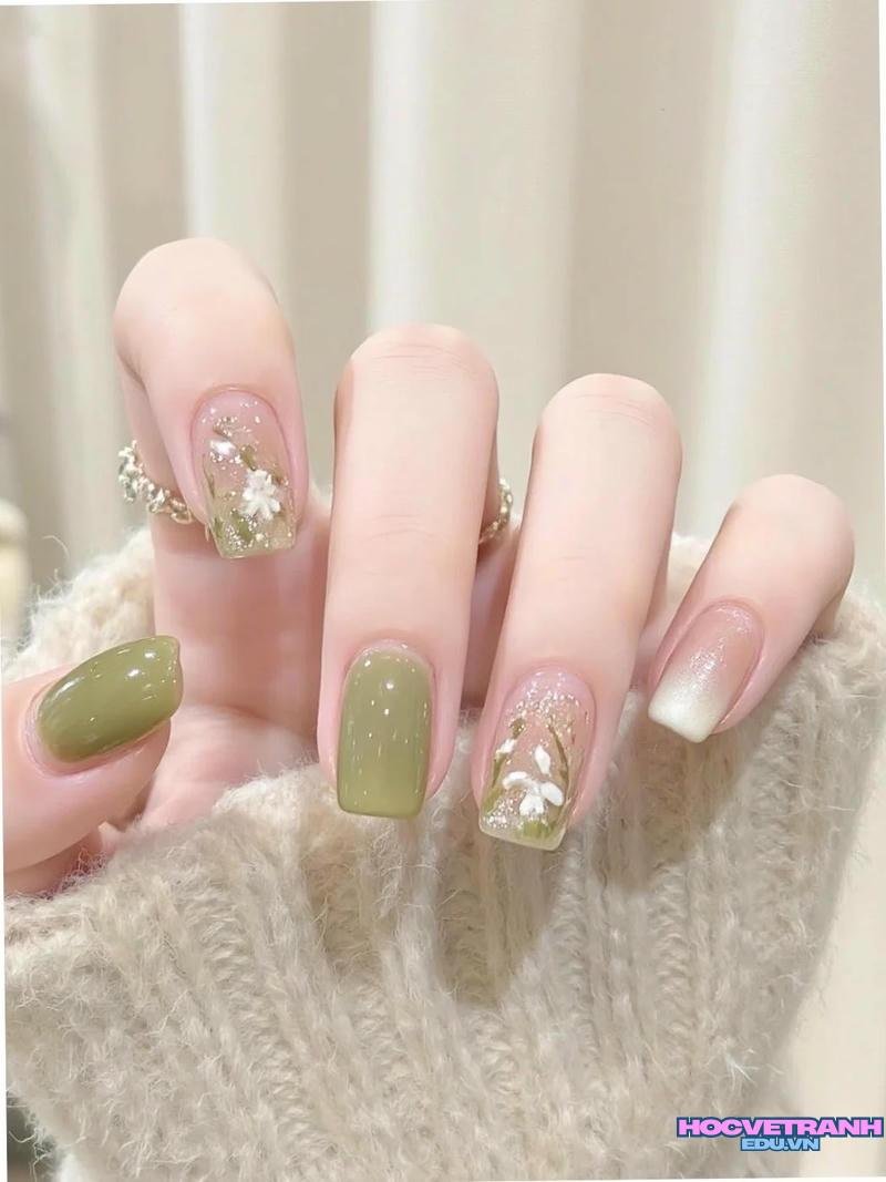 Album ảnh nail màu xanh lá miễn phí