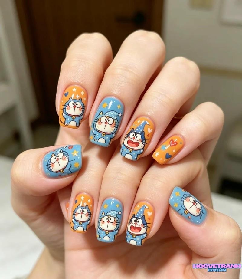 Album ảnh nail vẽ doraemon mới nhất