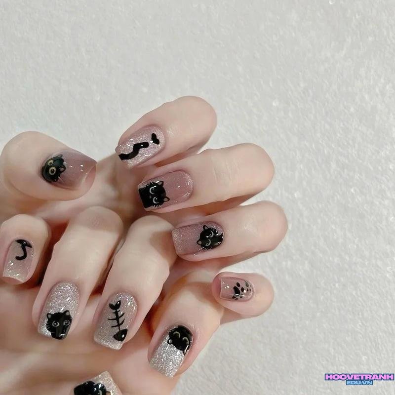 Ảnh ảnh nail con mèo cuốn hút