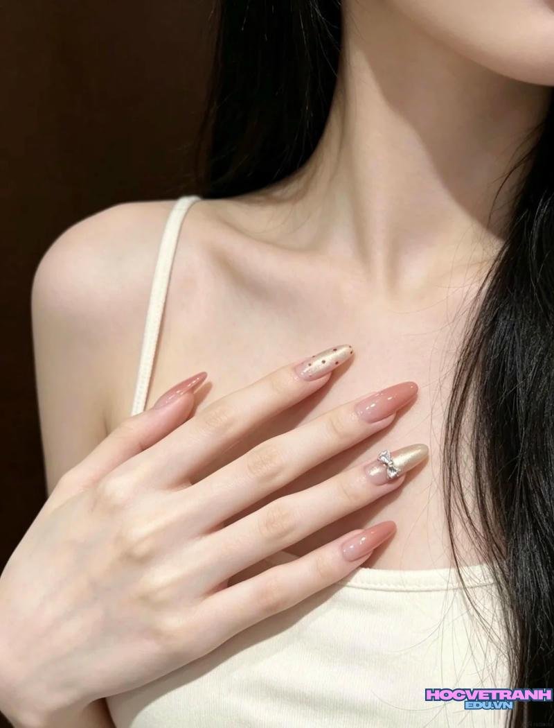 Ảnh ảnh nail đính nơ đẹp cuốn hút