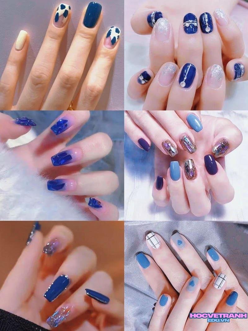 Ảnh ảnh nail xanh dương cuốn hút