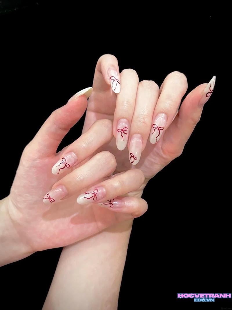 Bộ ảnh nail đính nơ đẹp mới chất lượng cao