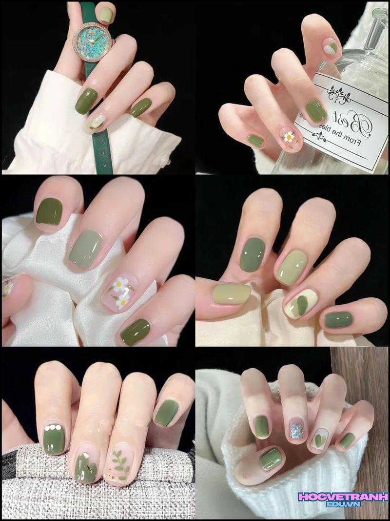Bộ ảnh nail màu xanh bơ độc đáo