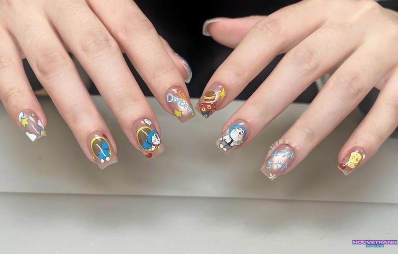 Bộ ảnh nail vẽ doraemon độc đáo
