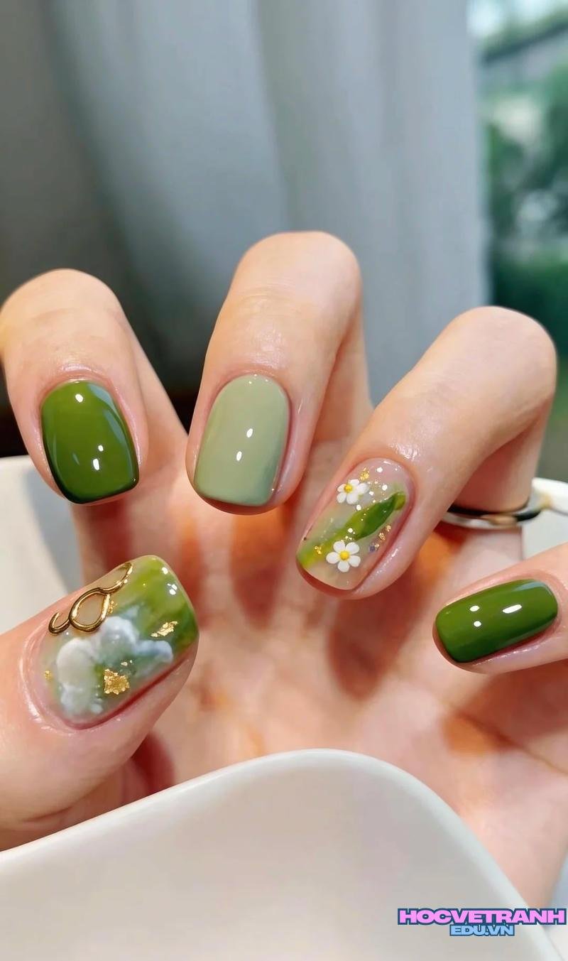 Bộ sưu tập ảnh nail màu xanh lá trend nhất