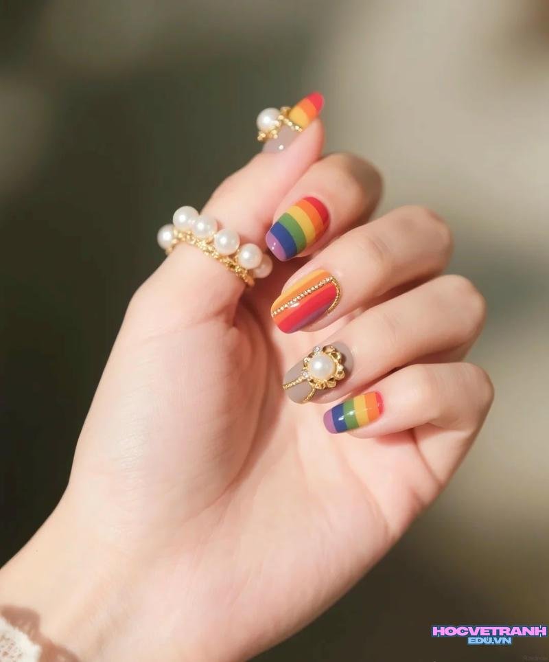 Khám phá ảnh nail cầu vồng sắc nét