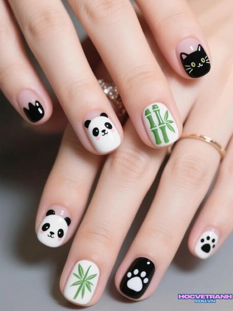 Khám phá ảnh nail gấu trúc cuốn hút