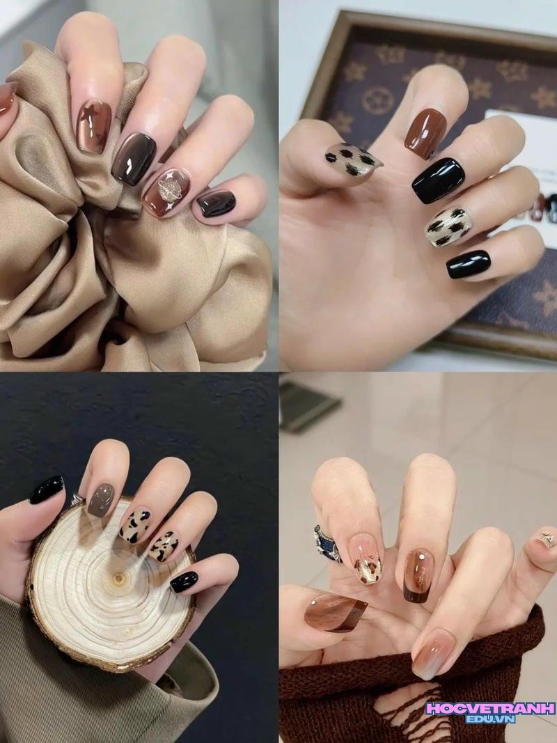 Khám phá ảnh nail màu nâu cuốn hút