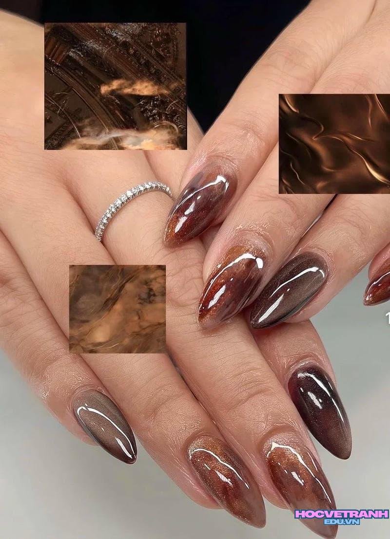 Khám phá ảnh nail màu nâu thu hút