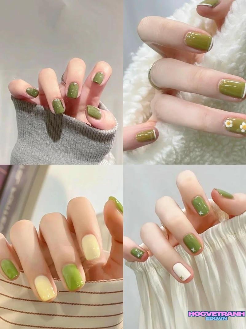 Khám phá ảnh nail màu xanh bơ cuốn hút