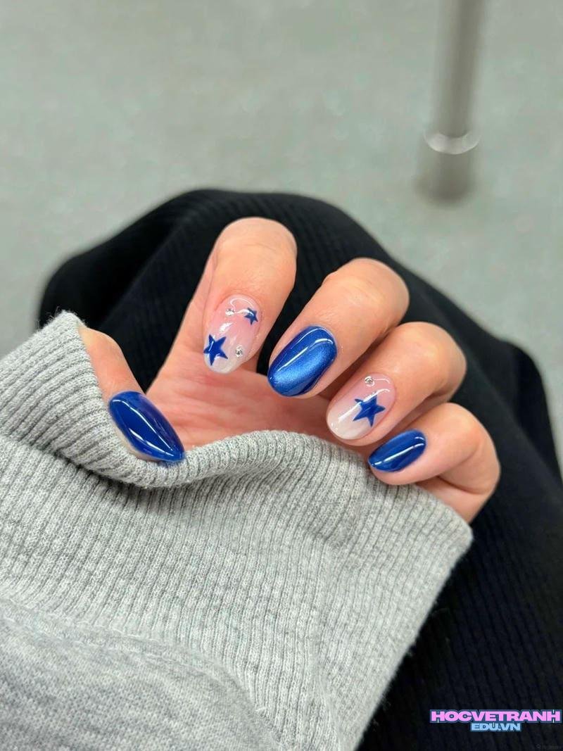 Khám phá ảnh nail màu xanh coban thu hút