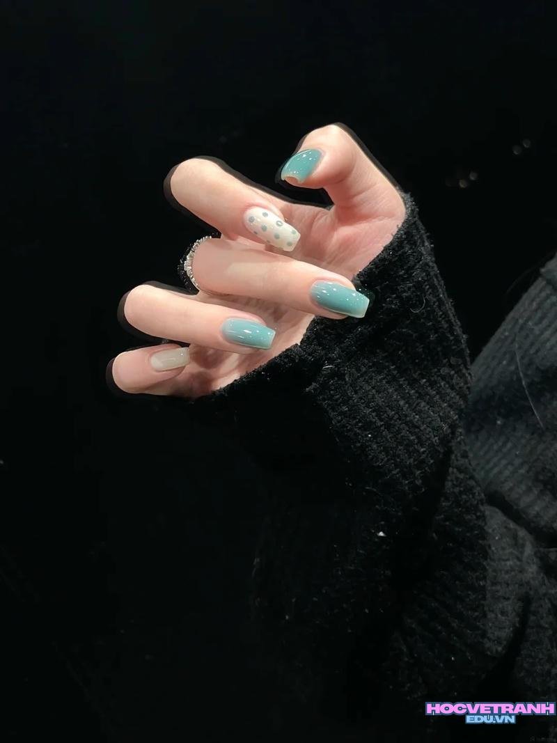 Khám phá ảnh nail màu xanh ngọc sắc nét