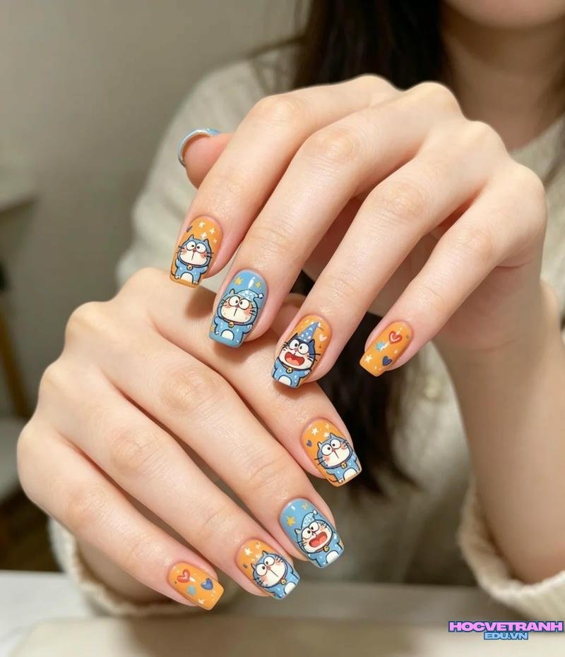 Khám phá ảnh nail vẽ doraemon đẹp