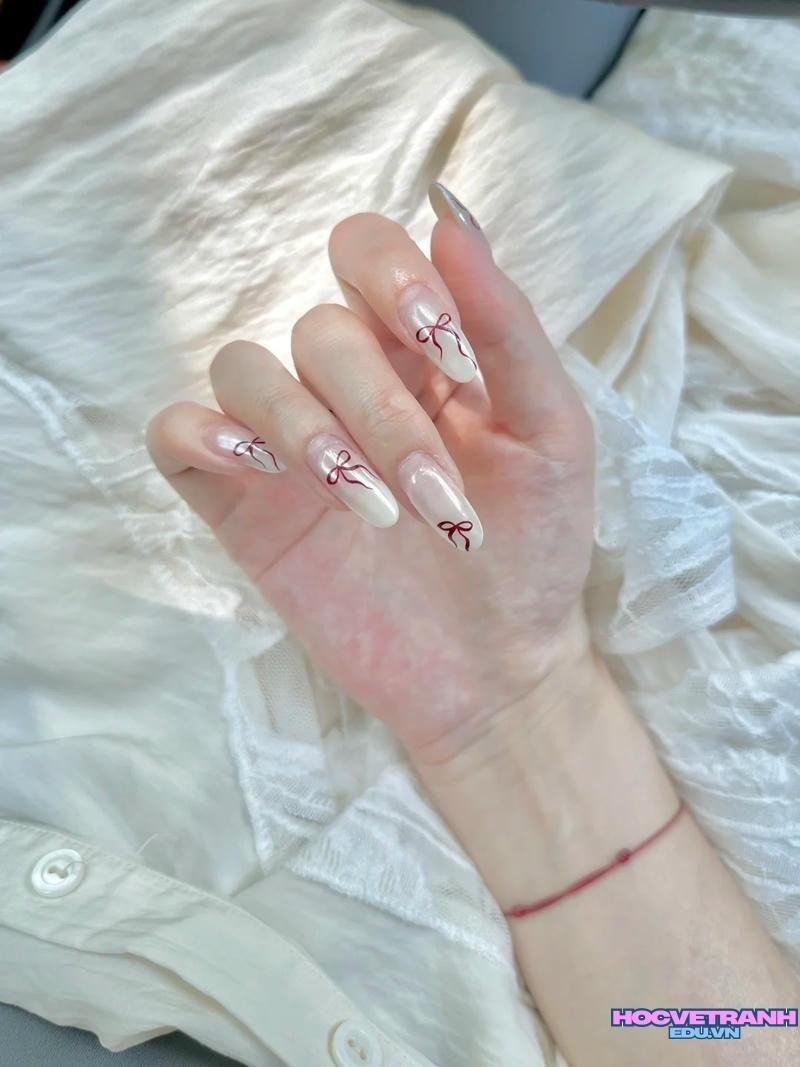 Loạt ảnh nail đính nơ đẹp đẹp