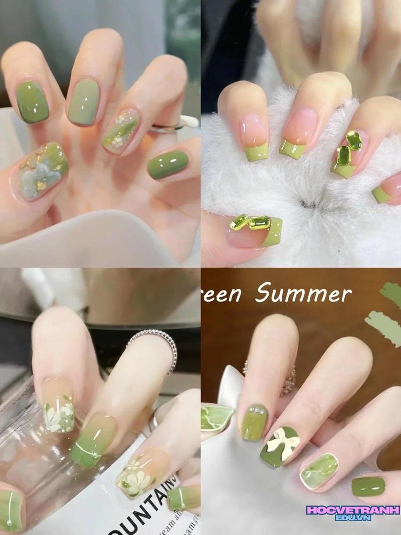 Loạt ảnh nail màu xanh bơ đẹp