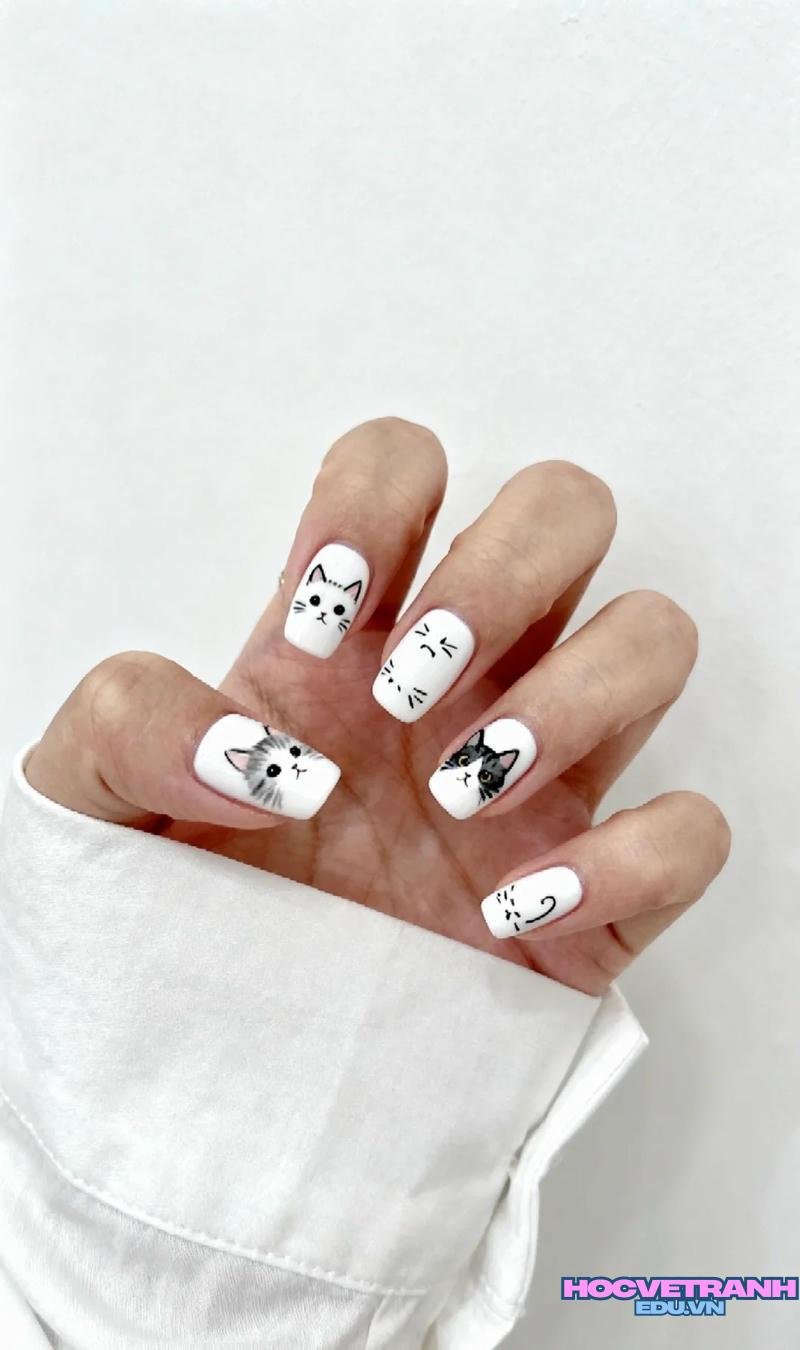 Ngắm ảnh nail con mèo hot