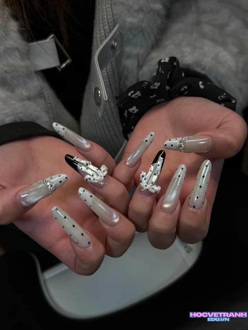 Ngắm ảnh nail đính nơ đẹp hot