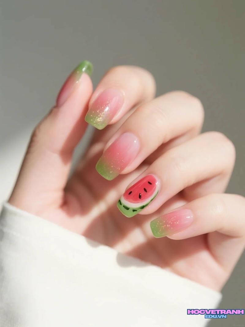 Ngắm ảnh nail dưa hấu hot