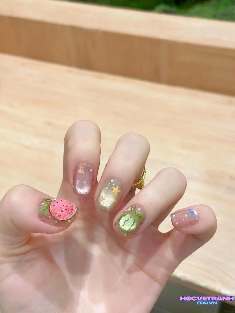 Ngắm ảnh nail dưa hấu mới