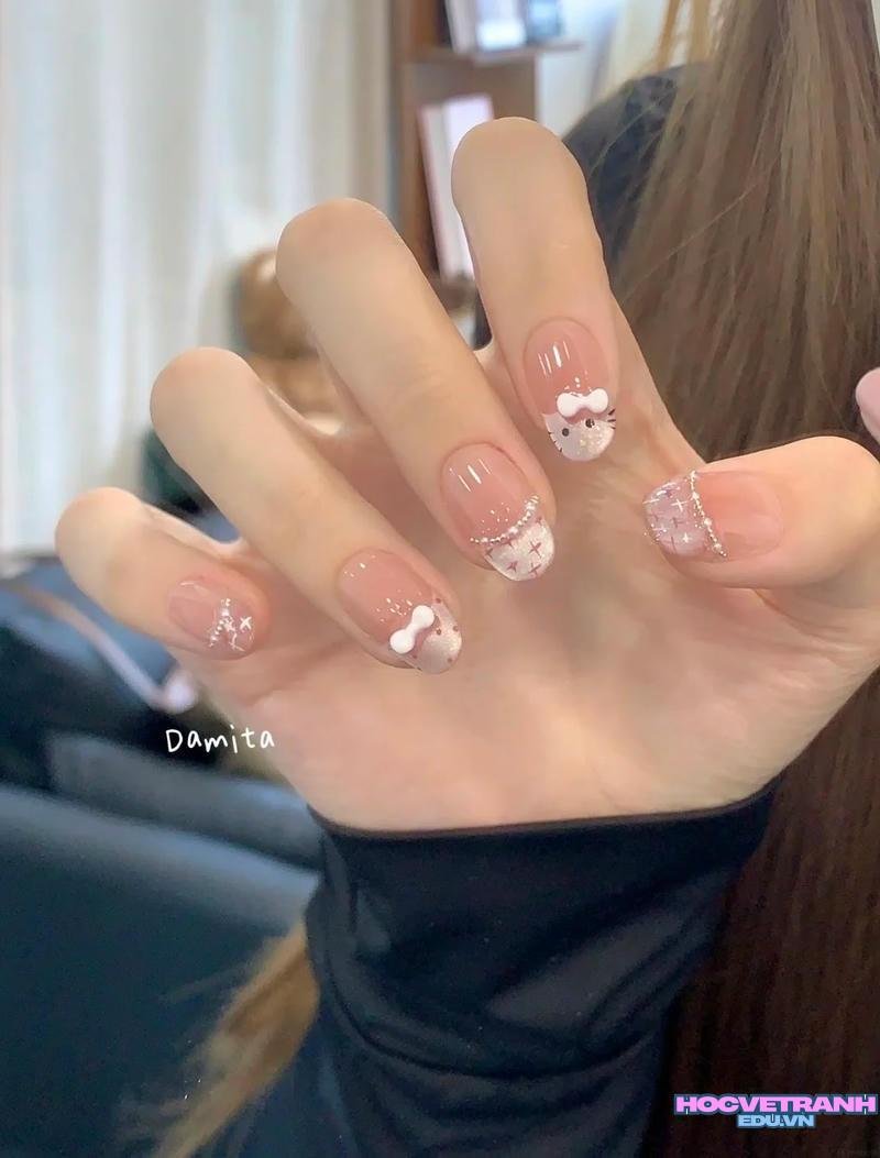 Ngắm ảnh nail hello kitty hot