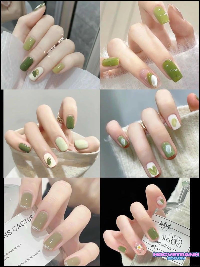 Ngắm ảnh nail màu xanh bơ mới