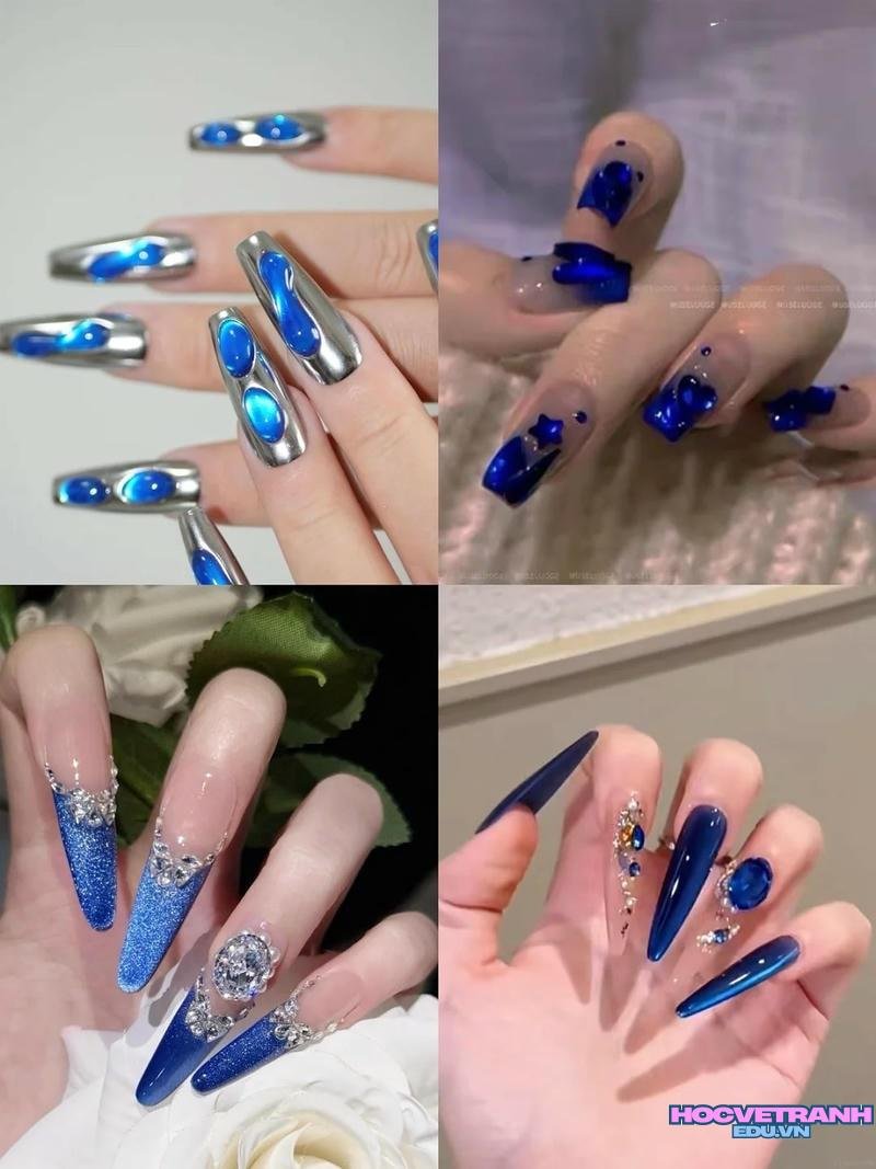 Ngắm ảnh nail xanh dương hot