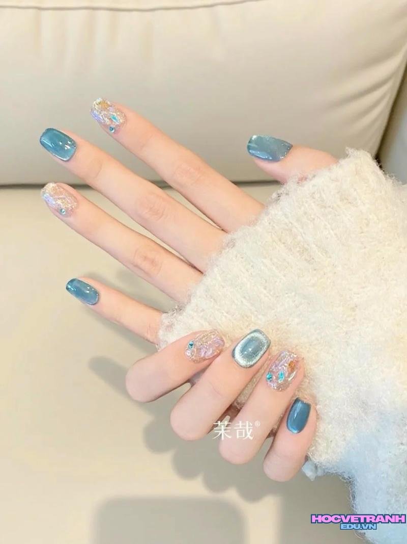 Ngắm ảnh nail xanh dương mới