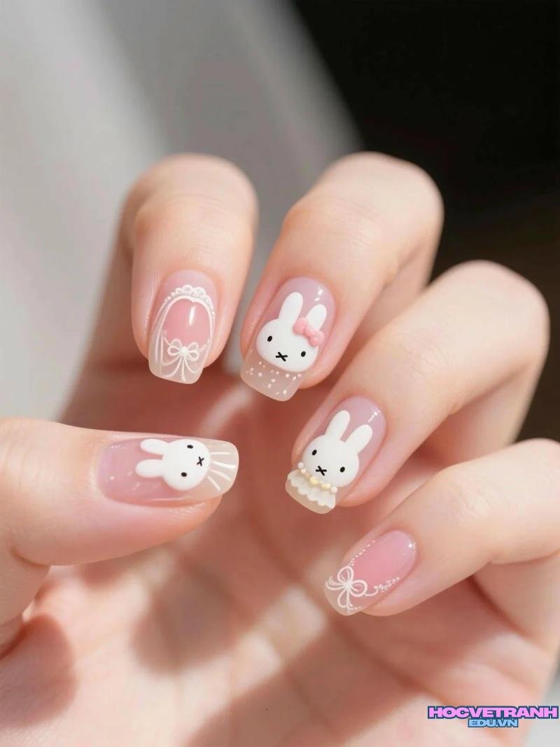 Ngắm bộ ảnh nail con thỏ cực hot