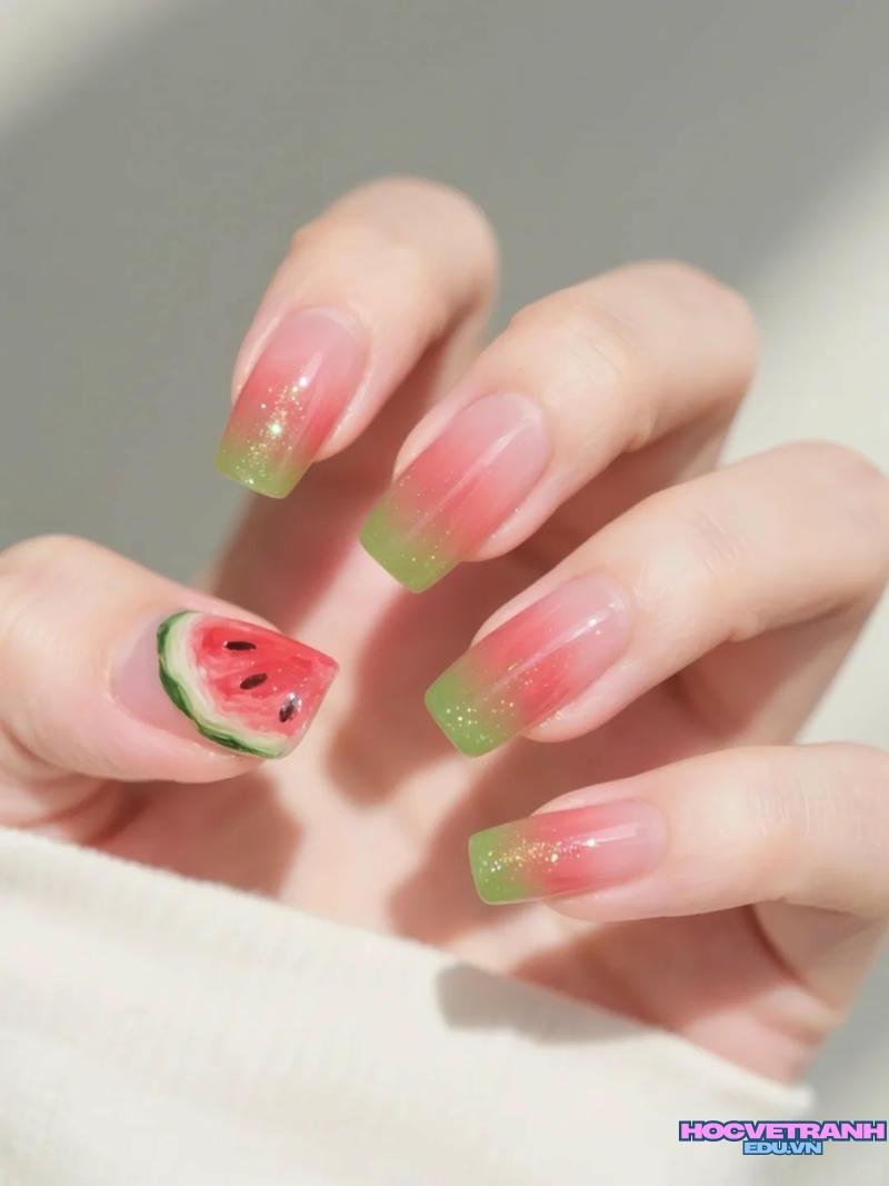 Ngắm bộ ảnh nail dưa hấu cực hot