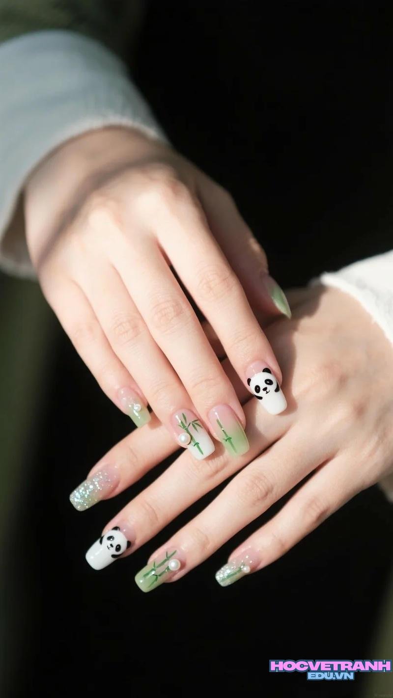 Ngắm bộ ảnh nail gấu trúc mới chất lượng cao