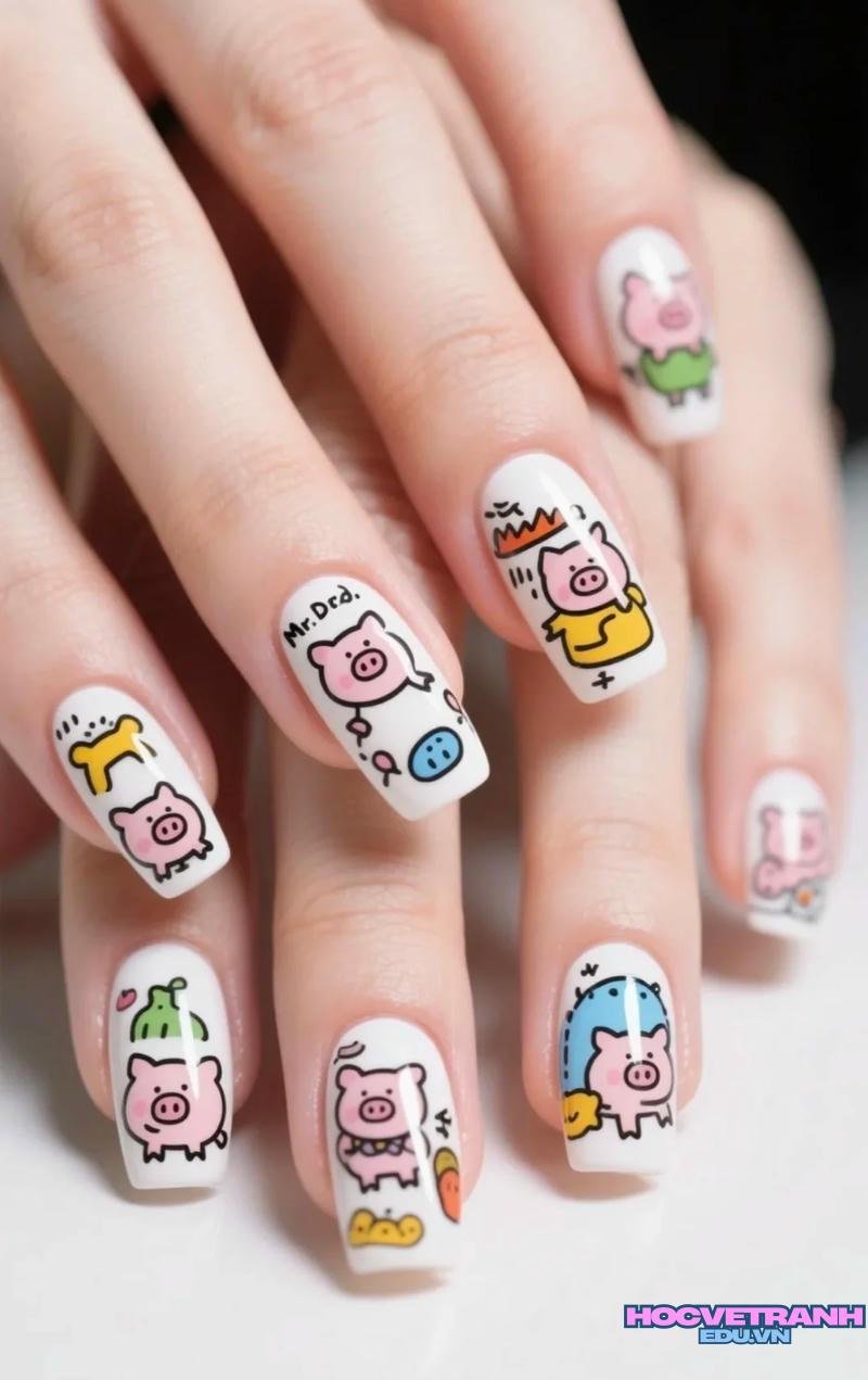 Ngắm bộ ảnh nail hình con heo cực hot