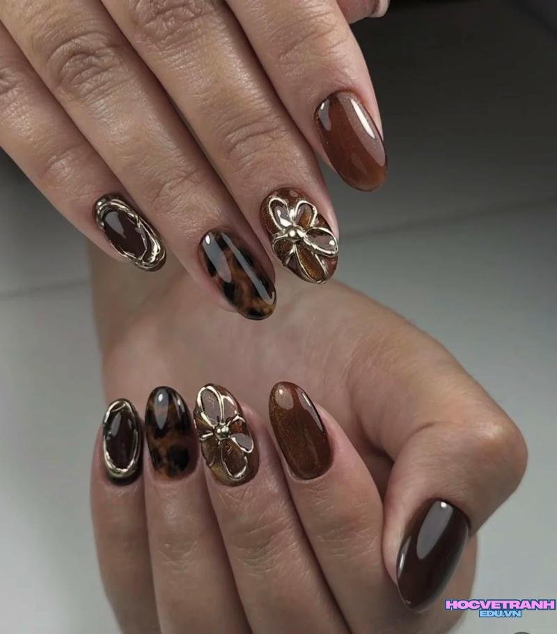 Ngắm bộ ảnh nail màu nâu mới chất lượng cao