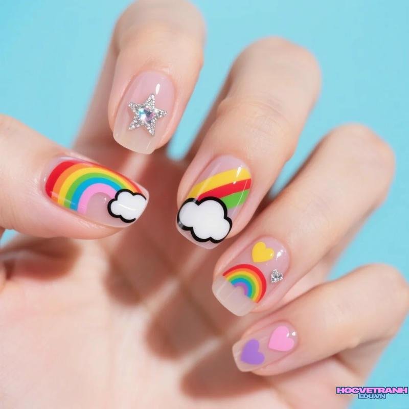 Tải về ảnh nail cầu vồng mới
