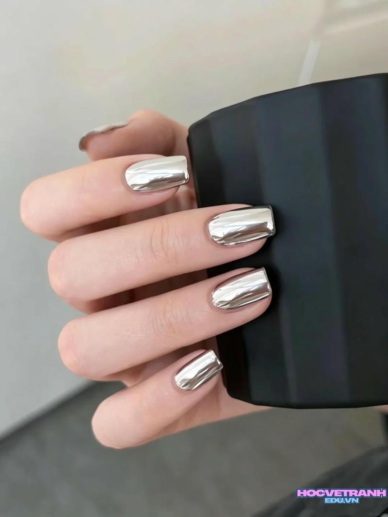 Tải về ảnh nail màu bạc mới