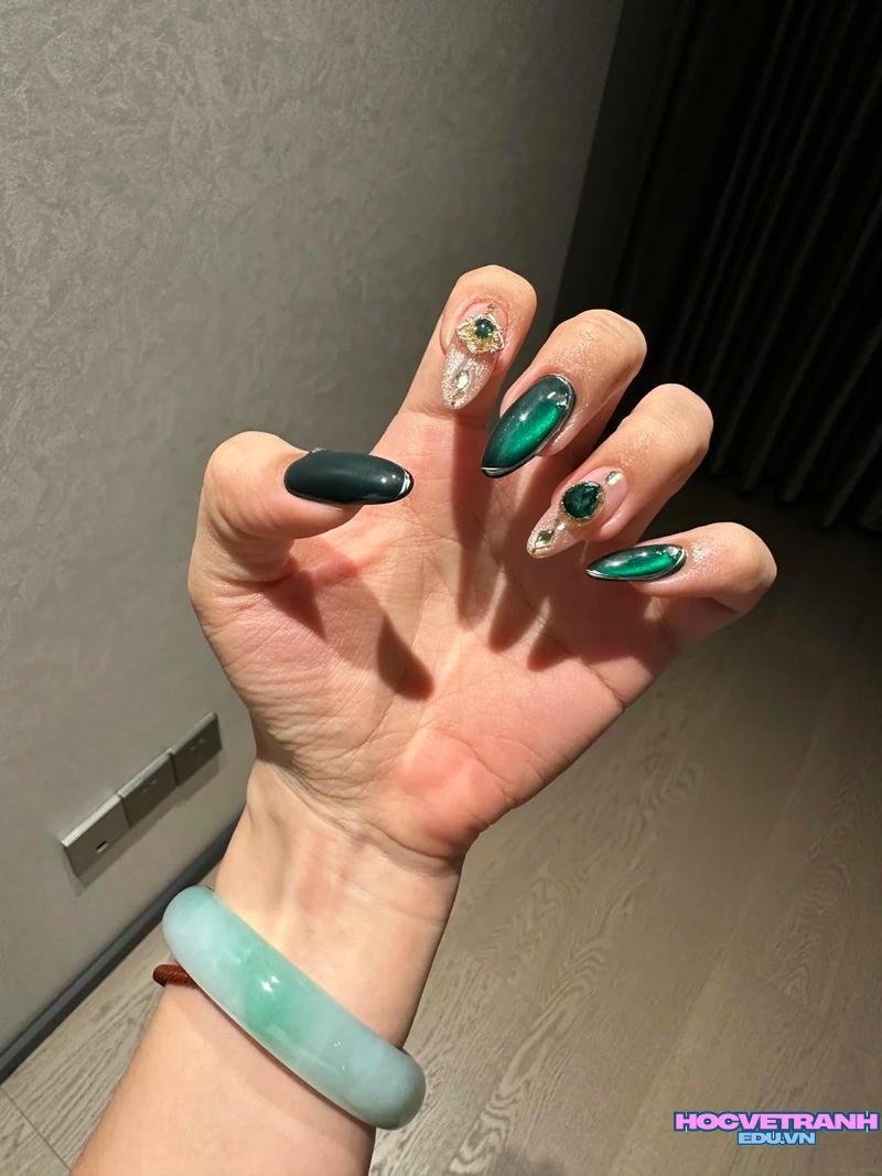 Tải về ảnh nail màu xanh ngọc mới