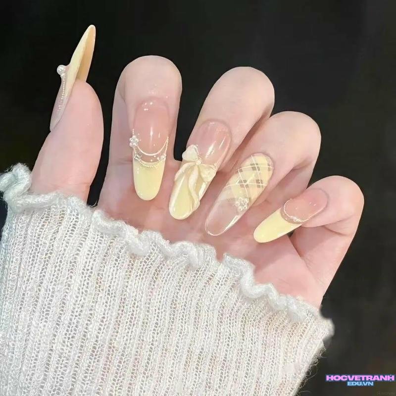 Tổng hợp ảnh nail đính nơ đẹp hot