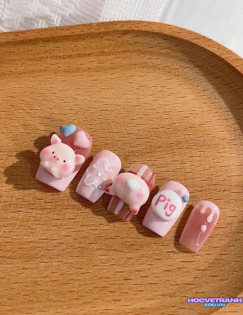 Tổng hợp ảnh nail hình con heo chất lượng nhất
